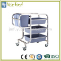 Hotel cleaning carts tilting preventing, plastic double bucket cleaning trolley